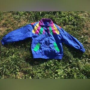 Vintage 80s Andy Johns Abstract Windbreaker Jacket Colorblock Retro Streetwear M